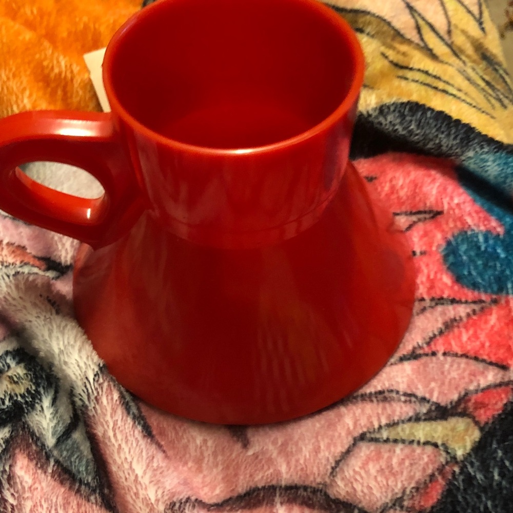 LOF Red Ceramic Cone Mug with Integrated Handle